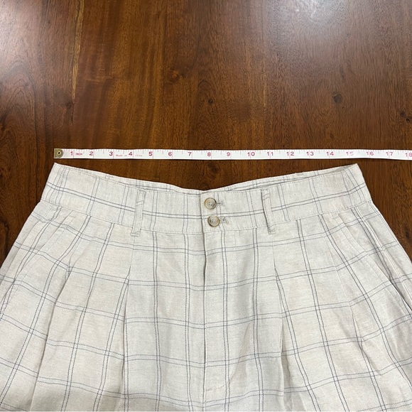 New! Madewell Pleated Taper Linen Blend Wide-Leg Pants in Windowpane Size 10 - Picture 9 of 11